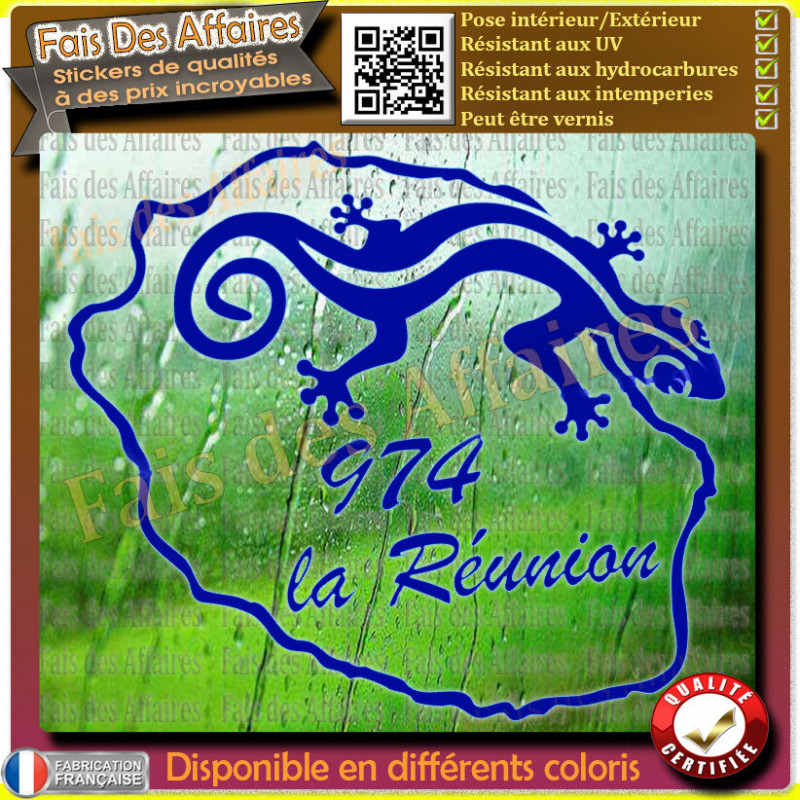 Aufkleber – Gecko 974 La réunion sticker autocollant | Fais des Affaires