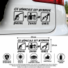 Sticker Ce véhicule est hybride, vinyle noir 20 × 10 cm sur carrosserie, vue entière et cinq pictogrammes de caractéristiques