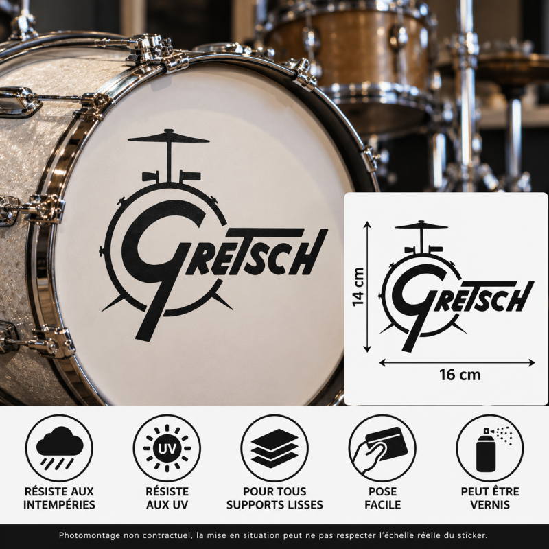 Sticker autocollant vinyle Gretsch 14 × 16 cm