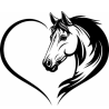 Photo du sticker autocollant vinyle cheval cœur 10 × 10 cm