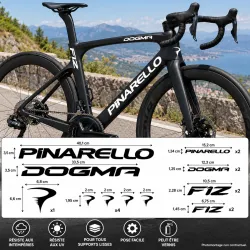 Sticker autocollant vinyle kit adaptable PINARELLO DOGMA F12 3,5 × 40,1 cm
