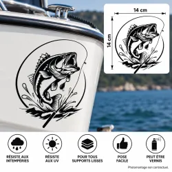 poisson pêche adhesive vinyl sticker 14 × 14 cm