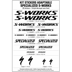 Original Kit de 20 stickers autocollants vinyle Specialized S-WORKS adaptable adhesive vinyl sticker 3,2 × 31 cm