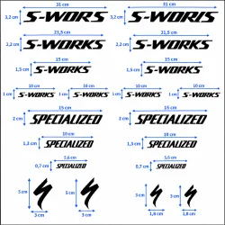 Kit de 20 stickers autocollants vinyle Specialized S-WORKS adaptable | Fais des Affaires