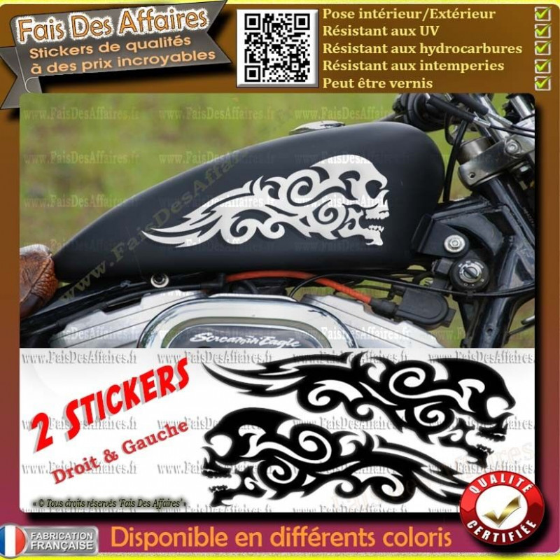 2 stickers Skull tribal 28 cm pour moto | Fais des Affaires