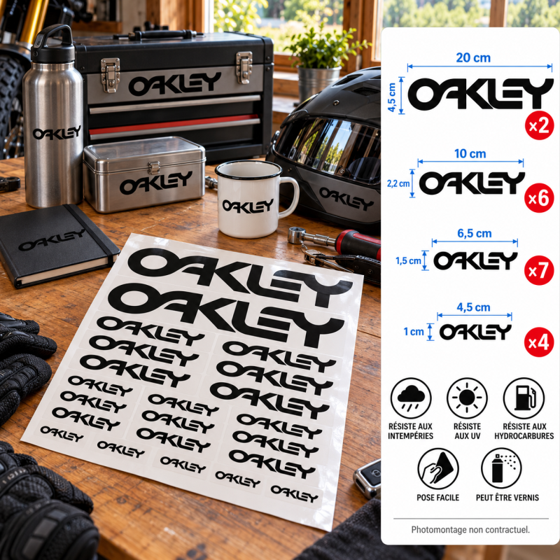 Photomontage : Kit de 19 stickers autocollants vinyle OAKLEY