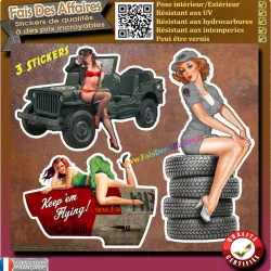 Sticker – 3 Stickers autocollant pin-up old school pin up pinup bobber harley | Fais des Affaires