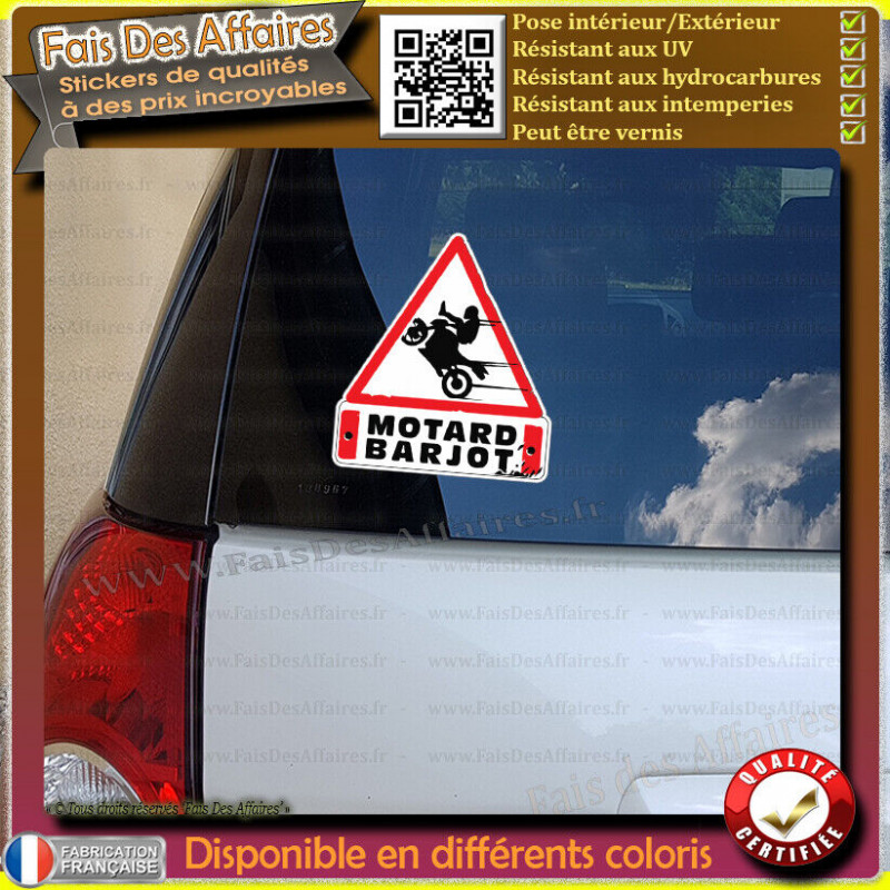 Aufkleber – Stickers Autocollant motard à bord motard barjot humour | Fais des Affaires