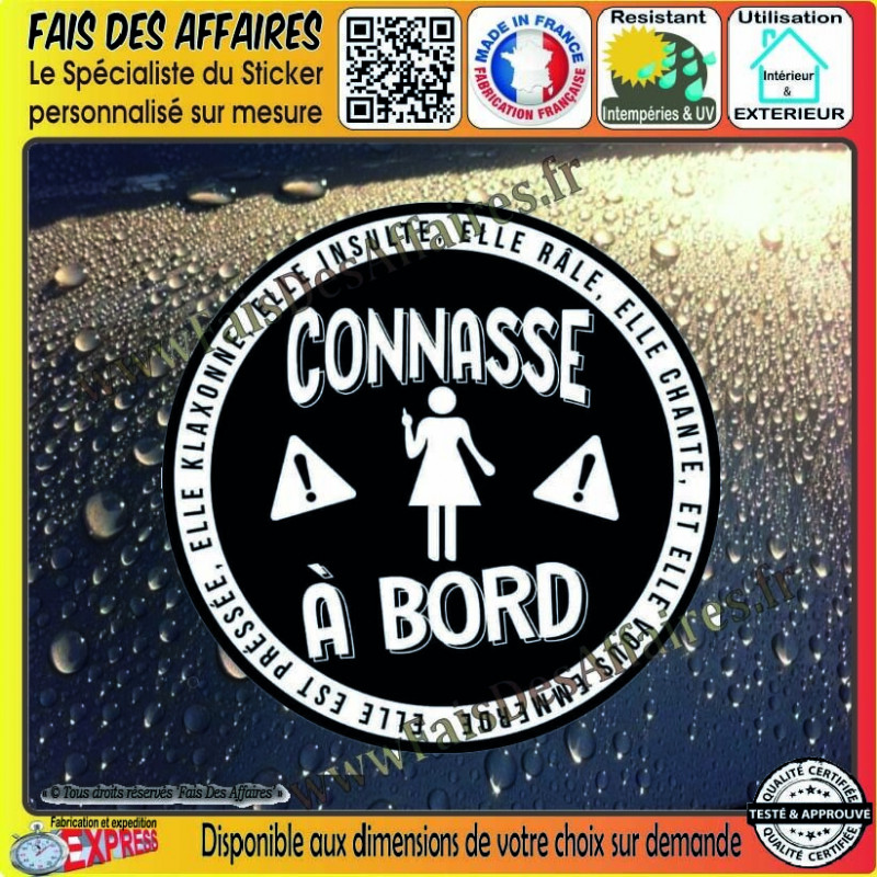 Sticker – Stickers Autocollant adhésif connasse à bord humour danger sécurité blague | Fais des Affaires