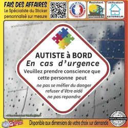 Sticker Autiste à bord sécurité 14 cm | Fais des Affaires