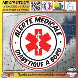 Sticker Diabétique à bord sécurité 8 cm | Fais des Affaires