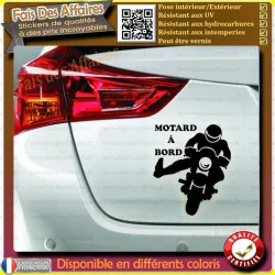 Sticker Motard à bord salut V 12 cm | Fais des Affaires