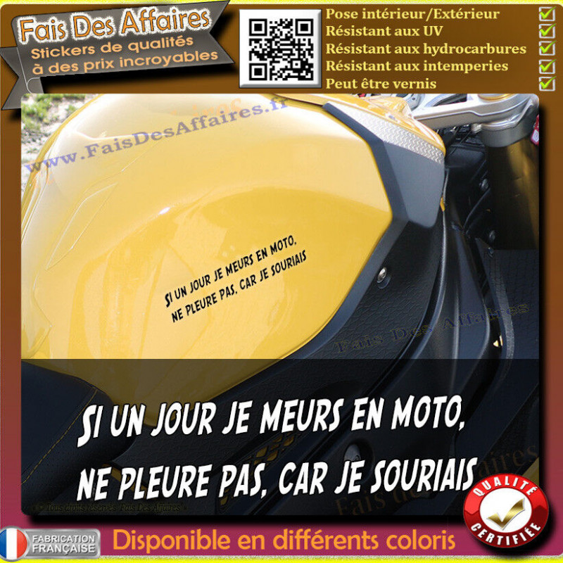 Sticker citation motard Si je meurs en moto 14 cm | Fais des Affaires
