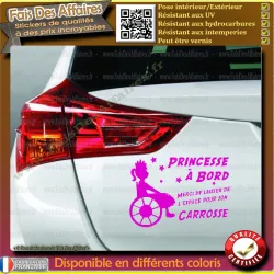 Sticker Princesse à bord fauteuil roulant 14 cm | Fais des Affaires