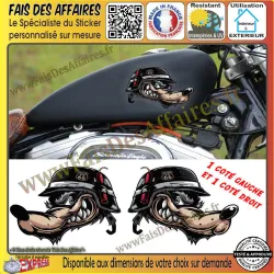 Lot de 2 stickers loup biker 14 cm | Fais des Affaires