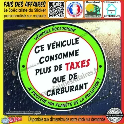 Aufkleber – ce véhicule consomme plus de taxe" sticker autocollant | Fais des Affaires