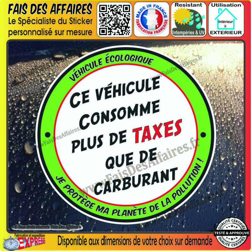 Sticker véhicule et taxes 8 cm | Fais des Affaires