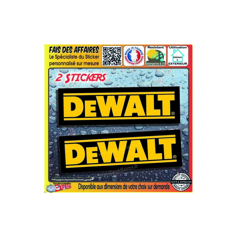 Lot de 2 stickers DeWalt 10 cm | Fais des Affaires