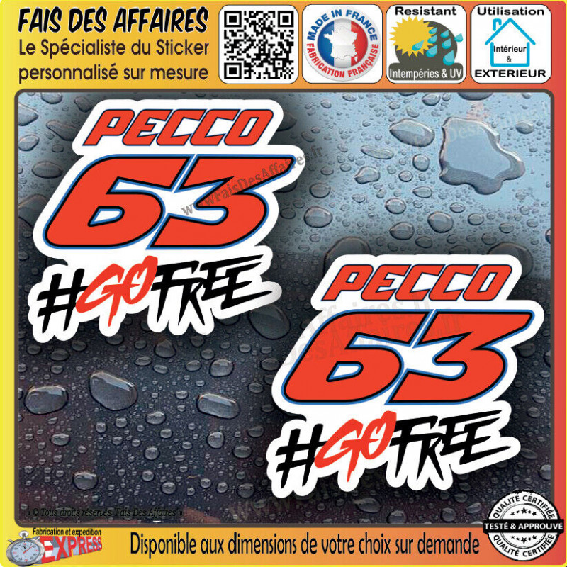 Aufkleber – Francesco Bagnaia 63 pecco 2 sticker autocollant | Fais des Affaires