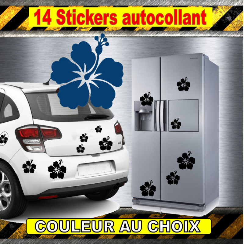 Lot de 14 stickers fleurs Hibiscus | Fais des Affaires