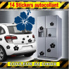 Lot de 14 stickers fleurs Hibiscus | Fais des Affaires