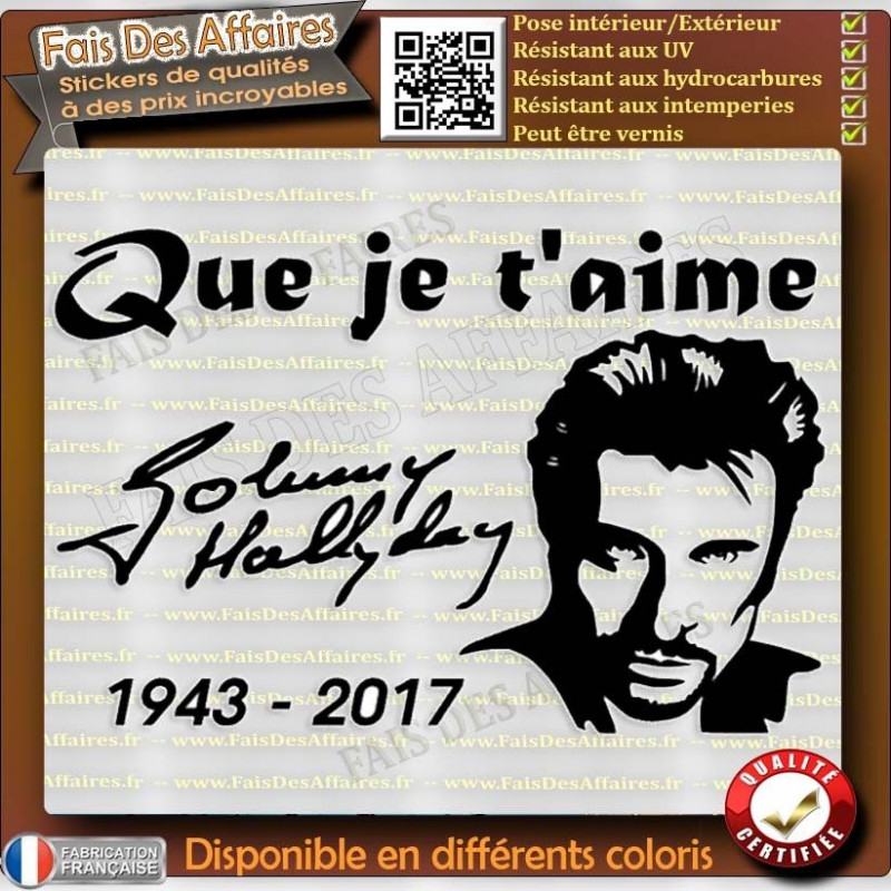 Sticker – Johnny Hallyday sticker autocollant | Fais des Affaires