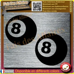 Lot de 2 stickers Eight Ball billard 7 cm | Fais des Affaires