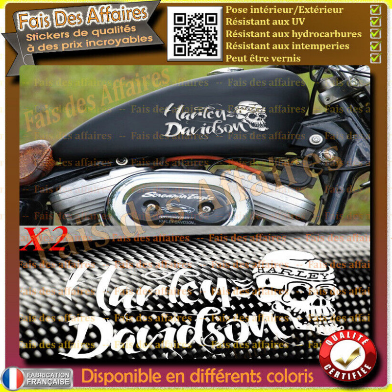 2 stickers Harley-Davidson Sportster Skull 20 cm | Fais des Affaires