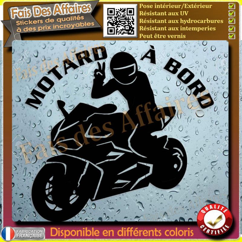 Sticker Motard à bord 14 cm | Fais des Affaires