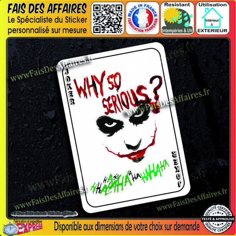 Aufkleber – Joker Haha Why So Serious ? carte sticker autocollant | Fais des Affaires