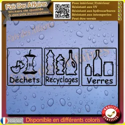 Lot de 3 stickers tri du verre 9,5 cm | Fais des Affaires
