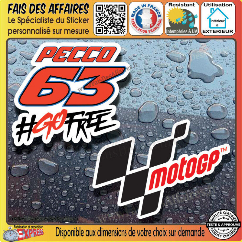 Sticker – Francesco Bagnaia 63 pecco mgt 2 sticker autocollant | Fais des Affaires