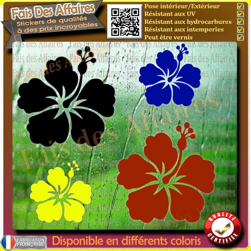 Aufkleber – Fleur hibiscus 4 stickers autocollant | Fais des Affaires
