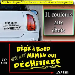 Sticker – Bébé à bord avec maman qui déchire sticker autocollant | Fais des Affaires