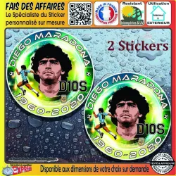 Lot de 2 stickers Diego Maradona D10S 9 cm | Fais des Affaires