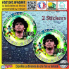 Lot de 2 stickers Diego Maradona D10S 9 cm | Fais des Affaires