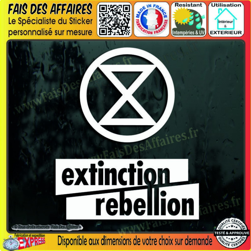 Extinction rébellion symbole climat changement climatique sticker autocollant