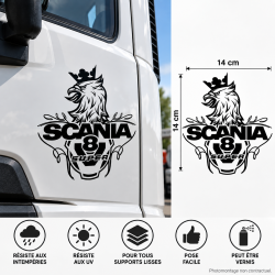 Sticker autocollant vinyle Scania V8 Super 14 × 14 cm