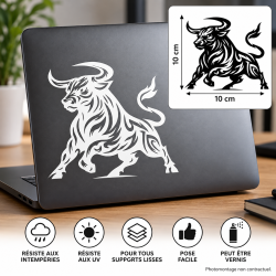 Sticker autocollant vinyle taureau tribal 10 × 10 cm