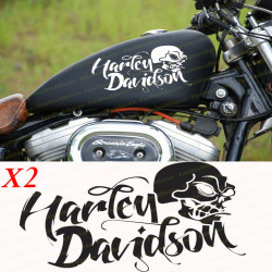 2 stickers autocollant harley davidson sportster skull