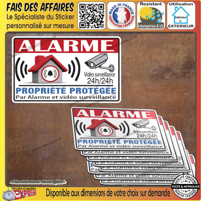 Alarme protection site sous video surveillance Stickers Autocollant