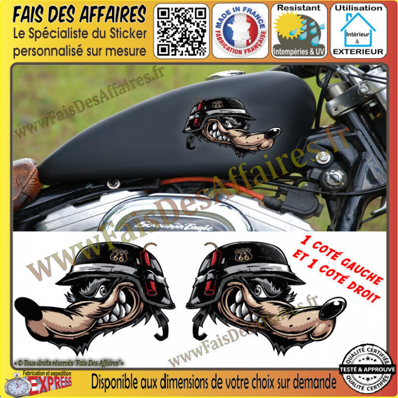 loup biker Stickers Autocollant