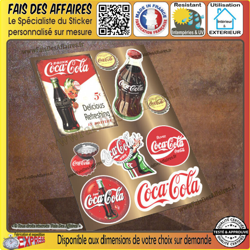 Coca-Cola vintage planche 9 sticker autocollant