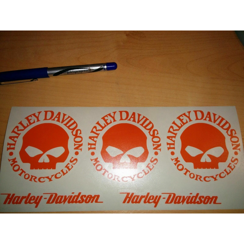 lot 5 stickers autocollant harley davidson skull